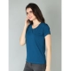 Generic Women's Cotton Blended Solid Sweetheart Half Sleeve T-Shirt (Blue) Generic Women's Cotton Blended Solid Sweetheart Half Sleeve T-Shirt (Blue)