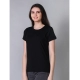 Generic Women's Cotton Blended Solid U-Neck Half Sleeve T-Shirt (Black)