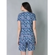 Generic Women's Cotton Blended Printed Round Neck Half Sleeve Top - Shorts Set (White-Blue)