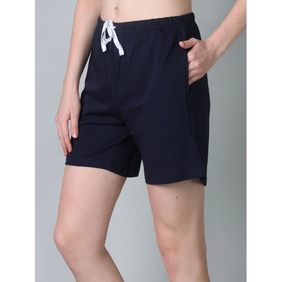 Generic Women's Cotton Solid Above Knee Shorts (Navy)