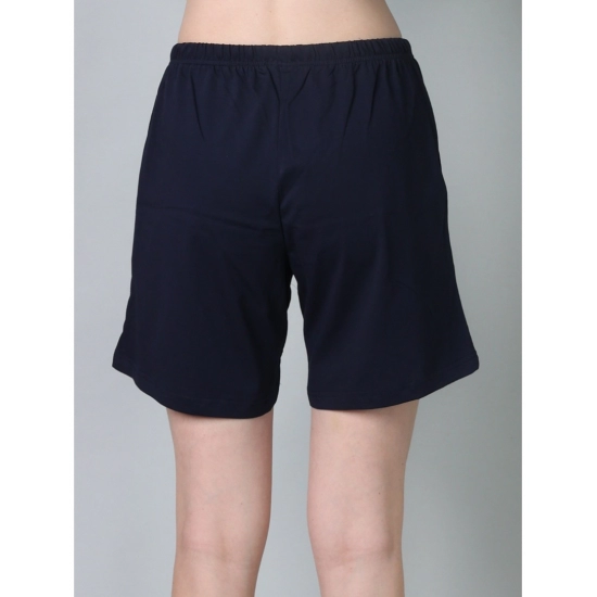 Generic Women's Cotton Solid Above Knee Shorts (Navy)