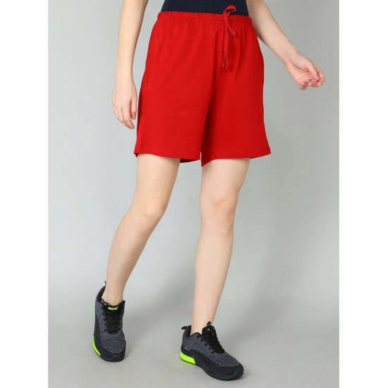 Generic Women's Cotton Solid Above Knee Shorts (Red) Generic Women's Cotton Solid Above Knee Shorts (Red)