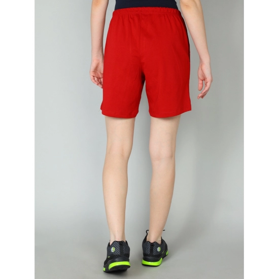 Generic Women's Cotton Solid Above Knee Shorts (Red) Generic Women's Cotton Solid Above Knee Shorts (Red)