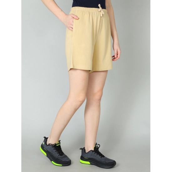 Generic Women's Cotton Solid Above Knee Shorts (Beige)