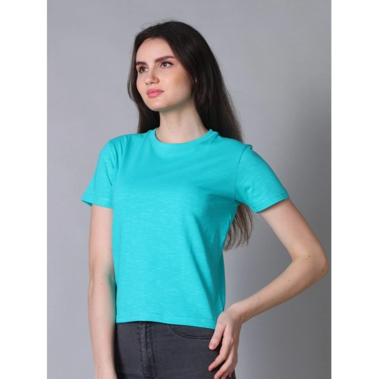 Generic Women's Cotton Solid Closure Neck Half Sleeve T-Shirt (SeaGreen) Generic Women's Cotton Solid Closure Neck Half Sleeve T-Shirt (SeaGreen)