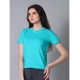 Generic Women's Cotton Solid Closure Neck Half Sleeve T-Shirt (SeaGreen) Generic Women's Cotton Solid Closure Neck Half Sleeve T-Shirt (SeaGreen)