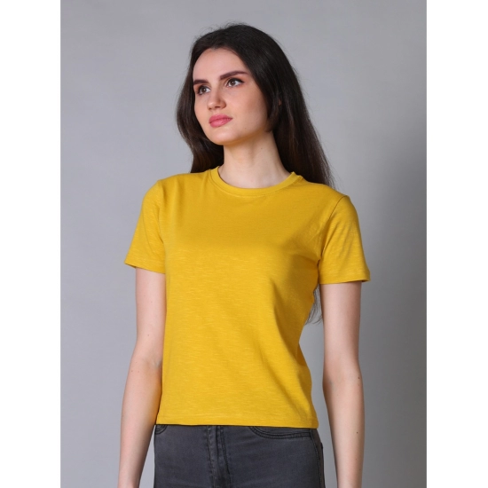 Generic Women's Cotton Solid Closure Neck Half Sleeve T-Shirt (Mustard) Generic Women's Cotton Solid Closure Neck Half Sleeve T-Shirt (Mustard)