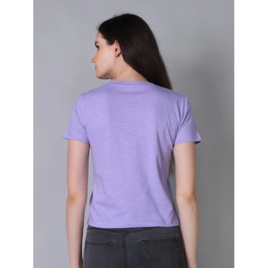 Generic Women's Cotton Solid Closure Neck Half Sleeve T-Shirt (Lavender)
