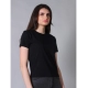 Generic Women's Cotton Solid Closure Neck Half Sleeve T-Shirt (Black) Generic Women's Cotton Solid Closure Neck Half Sleeve T-Shirt (Black)