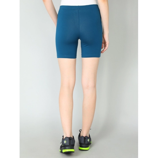 Generic Women's Cotton Blended Solid Above Knee Sports Shorts (Blue) Generic Women's Cotton Blended Solid Above Knee Sports Shorts (Blue)
