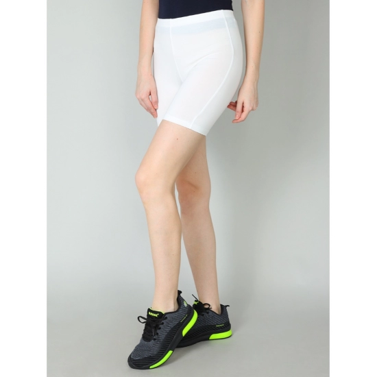 Generic Women's Cotton Blended Solid Above Knee Sports Shorts (Off_White) Generic Women's Cotton Blended Solid Above Knee Sports Shorts (Off_White)