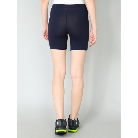 Generic Women's Cotton Blended Solid Above Knee Sports Shorts (Navy) Generic Women's Cotton Blended Solid Above Knee Sports Shorts (Navy)