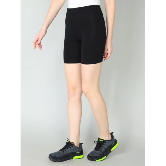 Generic Women's Cotton Blended Solid Above Knee Sports Shorts (Black) Generic Women's Cotton Blended Solid Above Knee Sports Shorts (Black)