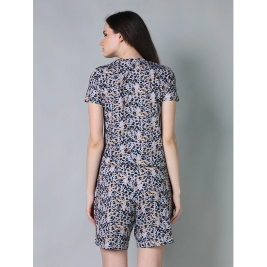 Generic Women's Cotton Blended Printed Round Neck Half Sleeve Top - Shorts Set (Multicolor)