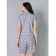 Generic Women's Cotton Blended Printed Round Neck Half Sleeve Top - Shorts Set (Off_White)