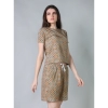 Generic Women's Cotton Blended Printed Round Neck Half Sleeve Top - Shorts Set (Beige)