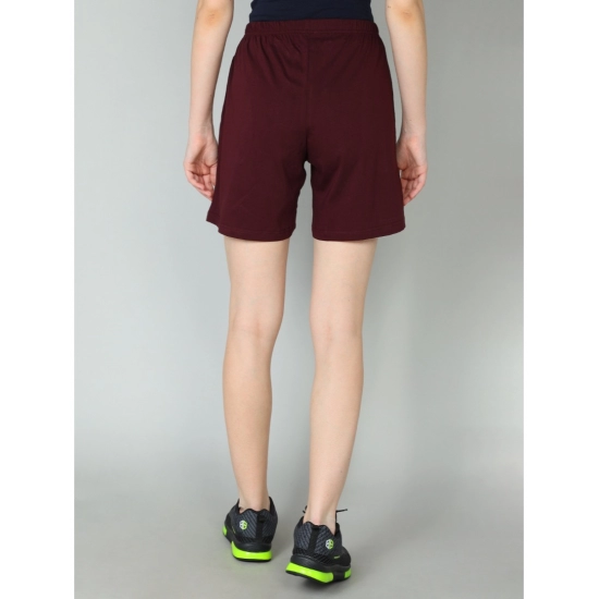 Generic Women's Cotton Solid Above Knee Shorts (Wine)