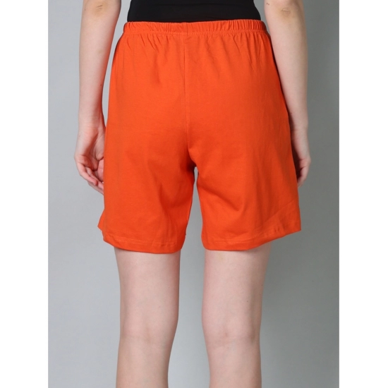 Generic Women's Cotton Solid Above Knee Shorts (Rust)