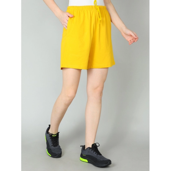 Generic Women's Cotton Solid Above Knee Shorts (Yellow)