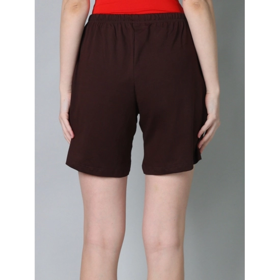 Generic Women's Cotton Solid Above Knee Shorts (Brown)