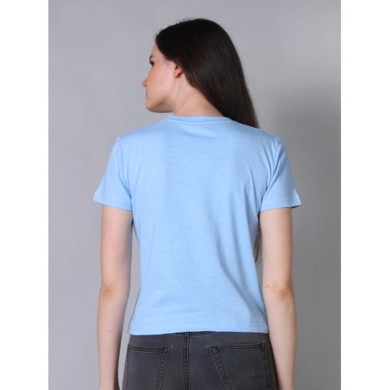 Generic Women's Cotton Solid Closure Neck Half Sleeve T-Shirt (SkyBlue)