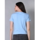 Generic Women's Cotton Solid Closure Neck Half Sleeve T-Shirt (SkyBlue)