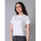 Generic Women's Cotton Solid Closure Neck Half Sleeve T-Shirt (Off_White)