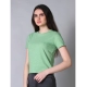 Generic Women's Cotton Solid Closure Neck Half Sleeve T-Shirt (Mint-Green) Generic Women's Cotton Solid Closure Neck Half Sleeve T-Shirt (Mint-Green)