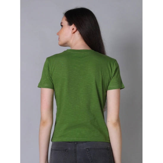 Generic Women's Cotton Solid Closure Neck Half Sleeve T-Shirt (Green)