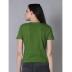 Generic Women's Cotton Solid Closure Neck Half Sleeve T-Shirt (Green)