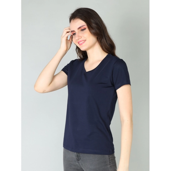 Generic Women's Cotton Blended Solid Sweetheart Half Sleeve T-Shirt (Navy) Generic Women's Cotton Blended Solid Sweetheart Half Sleeve T-Shirt (Navy)
