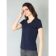 Generic Women's Cotton Blended Solid Sweetheart Half Sleeve T-Shirt (Navy) Generic Women's Cotton Blended Solid Sweetheart Half Sleeve T-Shirt (Navy)