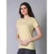 Generic Women's Cotton Blended Solid U-Neck Half Sleeve T-Shirt (Beige) Generic Women's Cotton Blended Solid U-Neck Half Sleeve T-Shirt (Beige)