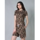 Generic Women's Cotton Blended Printed Round Neck Half Sleeve Top - Shorts Set (Brown)