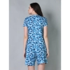 Generic Women's Cotton Blended Printed Round Neck Half Sleeve Top - Shorts Set (SkyBlue)