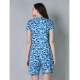 Generic Women's Cotton Blended Printed Round Neck Half Sleeve Top - Shorts Set (SkyBlue)