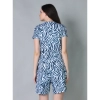 Generic Women's Cotton Blended Printed Round Neck Half Sleeve Top - Shorts Set (Blue)