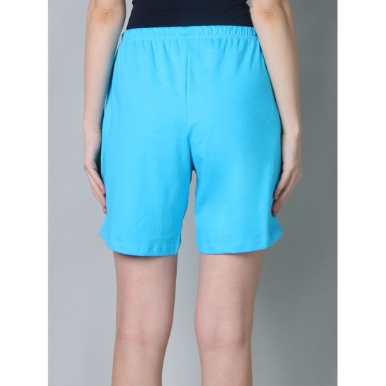 Generic Women's Cotton Solid Above Knee Shorts (SkyBlue)
