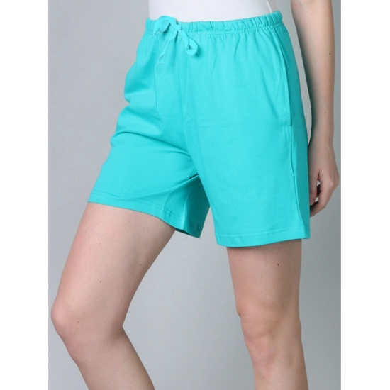 Generic Women's Cotton Solid Above Knee Shorts (SeaGreen)