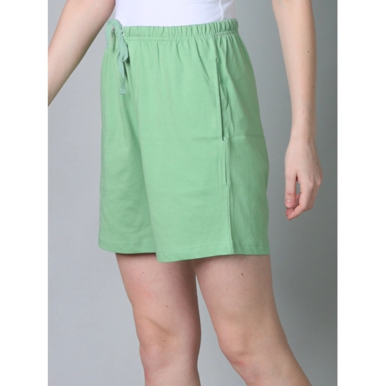 Generic Women's Cotton Solid Above Knee Shorts (Pista-Green) Generic Women's Cotton Solid Above Knee Shorts (Pista-Green)