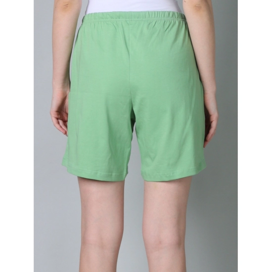 Generic Women's Cotton Solid Above Knee Shorts (Pista-Green) Generic Women's Cotton Solid Above Knee Shorts (Pista-Green)