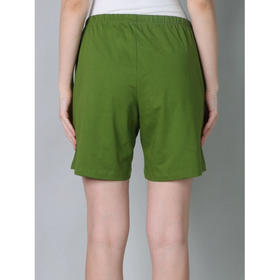Generic Women's Cotton Solid Above Knee Shorts (Olive-Green) Generic Women's Cotton Solid Above Knee Shorts (Olive-Green)