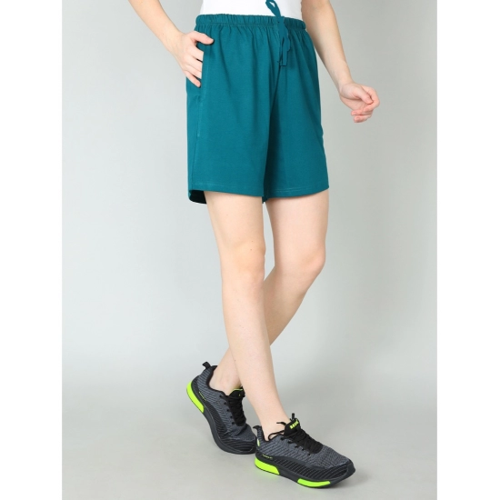 Generic Women's Cotton Solid Above Knee Shorts (Green) Generic Women's Cotton Solid Above Knee Shorts (Green)