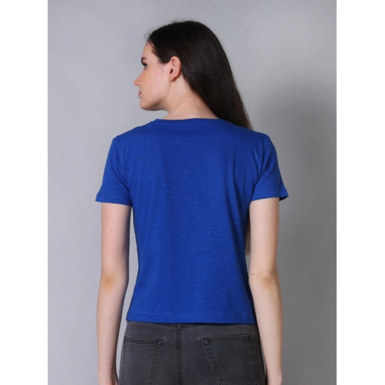 Generic Women's Cotton Solid Closure Neck Half Sleeve T-Shirt (Blue)