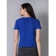 Generic Women's Cotton Solid Closure Neck Half Sleeve T-Shirt (Blue)