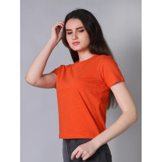Generic Women's Cotton Solid Closure Neck Half Sleeve T-Shirt (Rust)