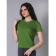 Generic Women's Cotton Solid Closure Neck Half Sleeve T-Shirt (Green)