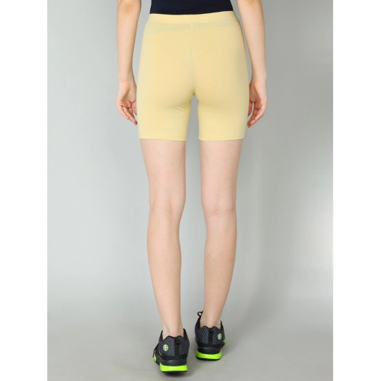 Generic Women's Cotton Blended Solid Above Knee Sports Shorts (Beige)