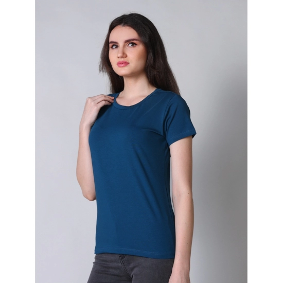 Generic Women's Cotton Blended Solid U-Neck Half Sleeve T-Shirt (Blue) Generic Women's Cotton Blended Solid U-Neck Half Sleeve T-Shirt (Blue)
