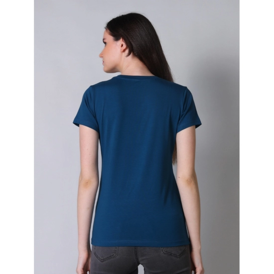 Generic Women's Cotton Blended Solid U-Neck Half Sleeve T-Shirt (Blue) Generic Women's Cotton Blended Solid U-Neck Half Sleeve T-Shirt (Blue)